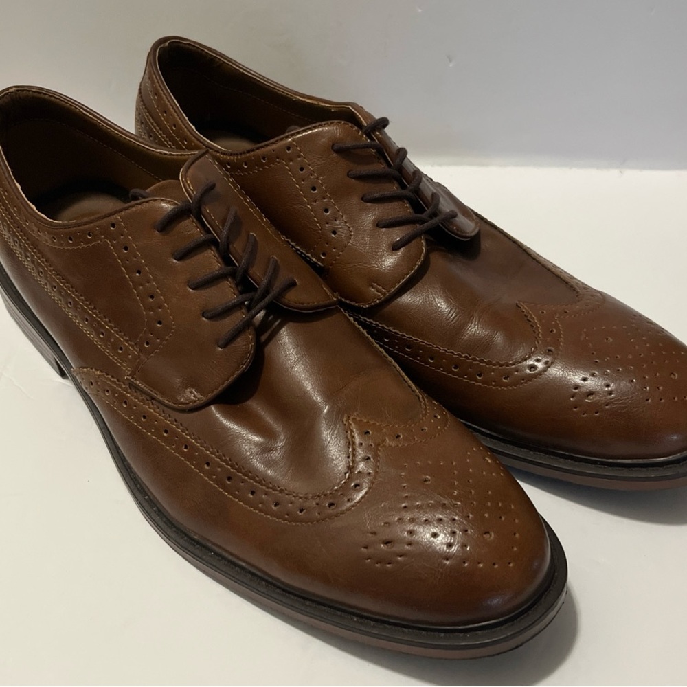 Goodfellow & Co Brown Oxford Lace Up Faux Leather Dress Shoes Size 12